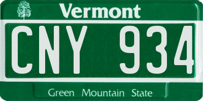 VT license plate CNY934