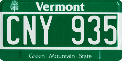 VT license plate CNY935