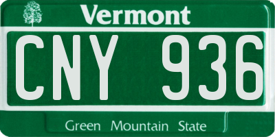 VT license plate CNY936