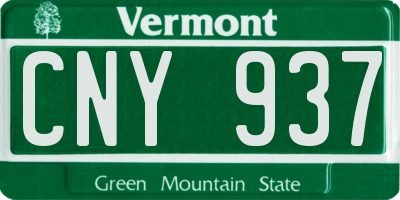 VT license plate CNY937
