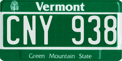 VT license plate CNY938