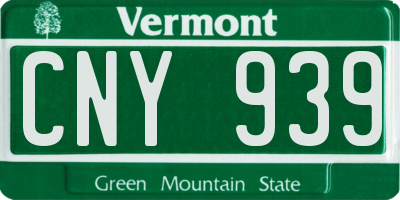 VT license plate CNY939