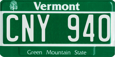 VT license plate CNY940