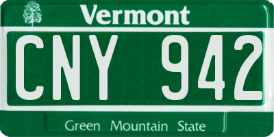 VT license plate CNY942