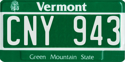 VT license plate CNY943