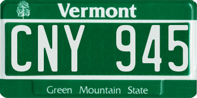 VT license plate CNY945