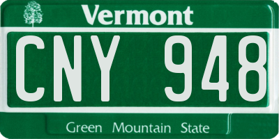 VT license plate CNY948