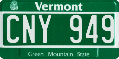 VT license plate CNY949