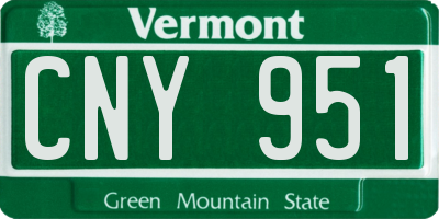 VT license plate CNY951