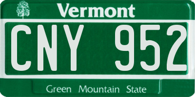 VT license plate CNY952