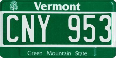 VT license plate CNY953