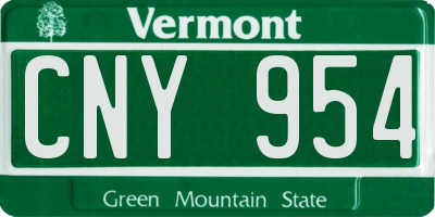 VT license plate CNY954