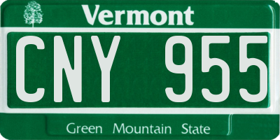 VT license plate CNY955