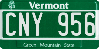 VT license plate CNY956