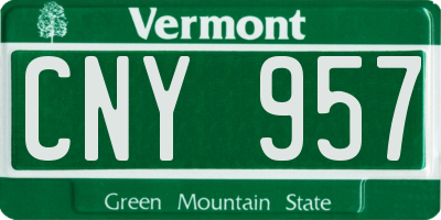 VT license plate CNY957
