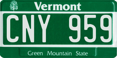 VT license plate CNY959