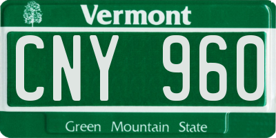 VT license plate CNY960