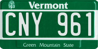 VT license plate CNY961