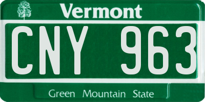 VT license plate CNY963