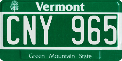 VT license plate CNY965