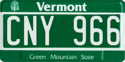 VT license plate CNY966