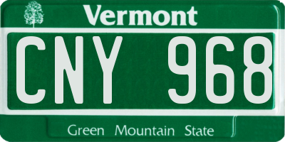 VT license plate CNY968