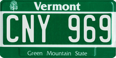 VT license plate CNY969