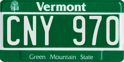 VT license plate CNY970