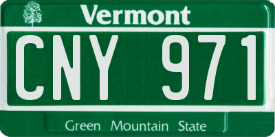 VT license plate CNY971