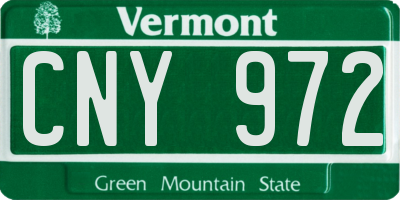 VT license plate CNY972