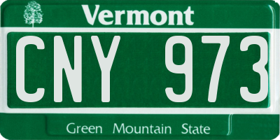 VT license plate CNY973