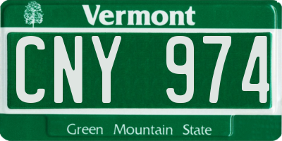 VT license plate CNY974