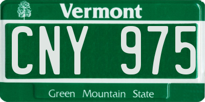VT license plate CNY975