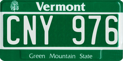 VT license plate CNY976