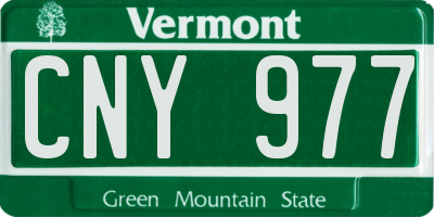 VT license plate CNY977