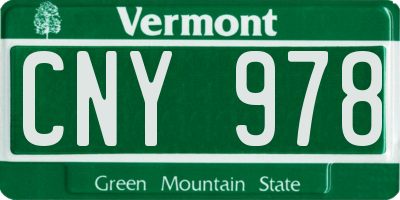 VT license plate CNY978