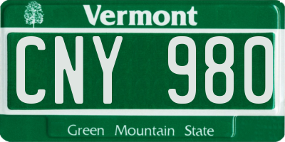 VT license plate CNY980
