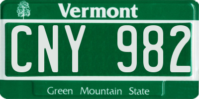 VT license plate CNY982