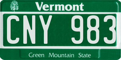 VT license plate CNY983