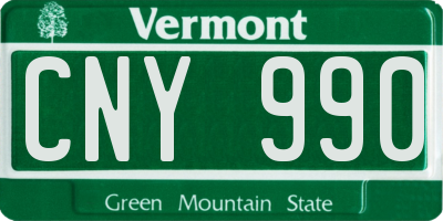 VT license plate CNY990