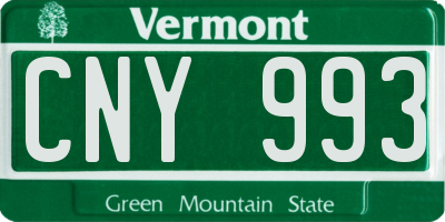 VT license plate CNY993