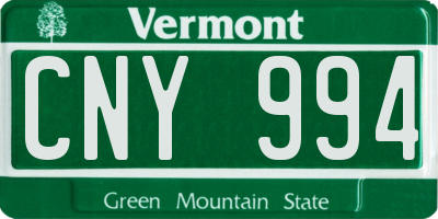 VT license plate CNY994
