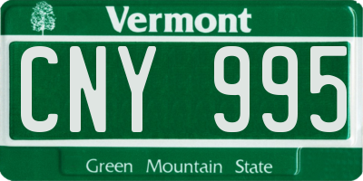 VT license plate CNY995