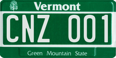 VT license plate CNZ001