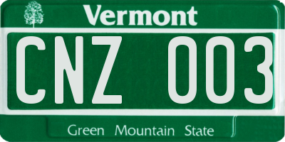 VT license plate CNZ003