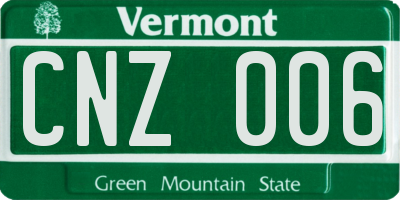 VT license plate CNZ006