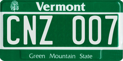 VT license plate CNZ007