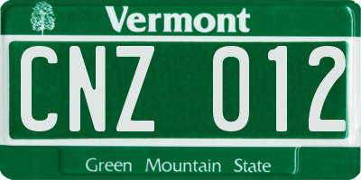 VT license plate CNZ012