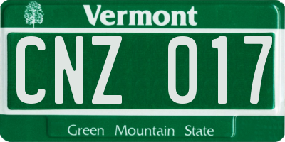 VT license plate CNZ017