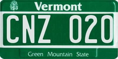 VT license plate CNZ020
